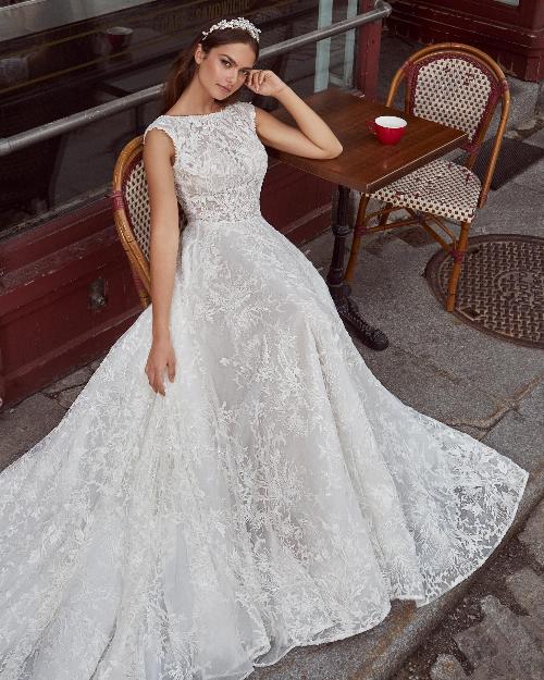124117 vintage style high neck wedding dress with sleeves and pockets1